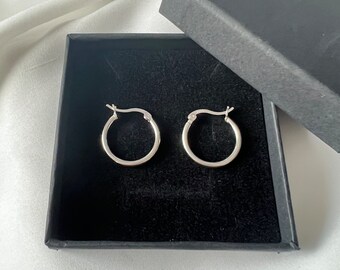 Sterling Silver Simple Plain Hoop Earrings 1.8cm