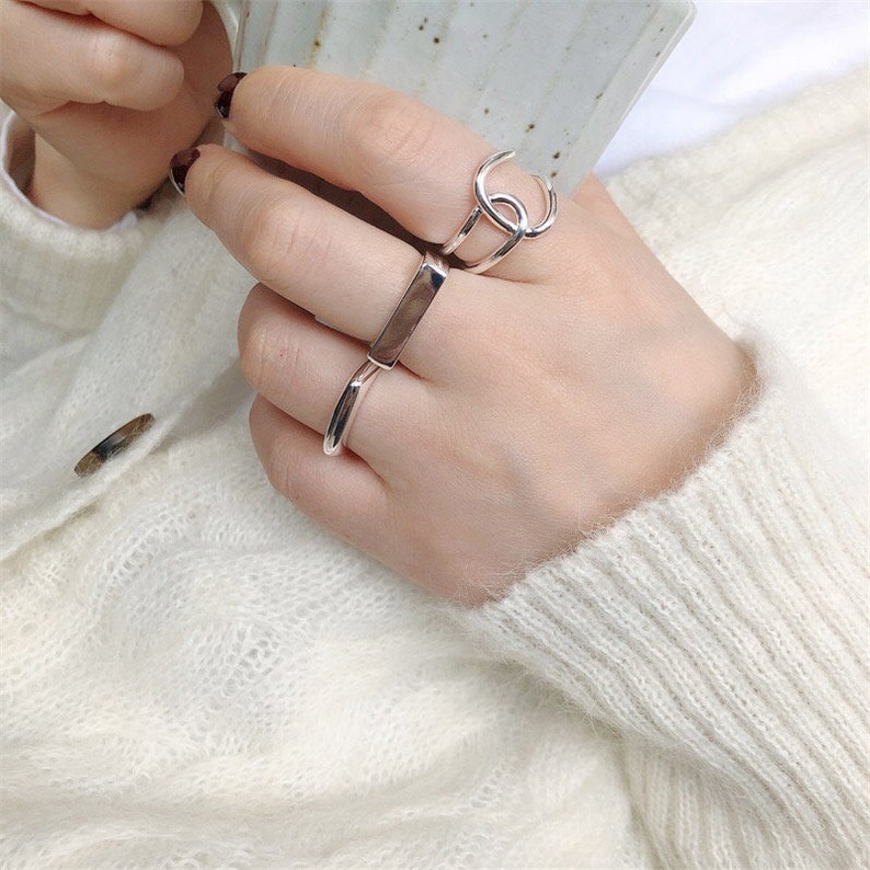 14ct Gold plated 925 Sterling Silver One Size Ring Open Knot Ring