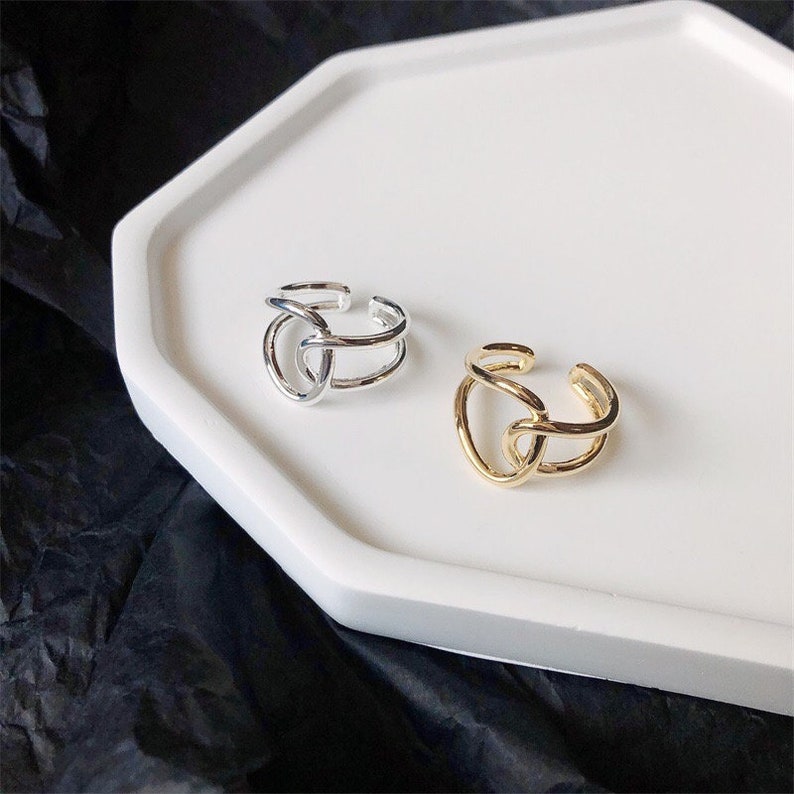 14ct Gold plated 925 Sterling Silver One Size Ring Open Knot Ring