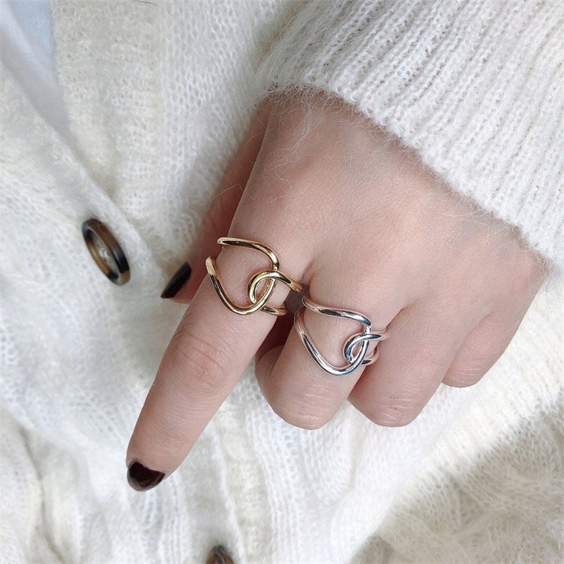 14ct Gold plated 925 Sterling Silver One Size Ring Open Knot Ring