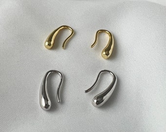 18K Gold Plated Sterling Silver Teardrop Hook Earrings