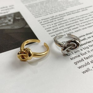 Gold Plated Sterling Silver Knot Ring, One size ring, adjustable ring