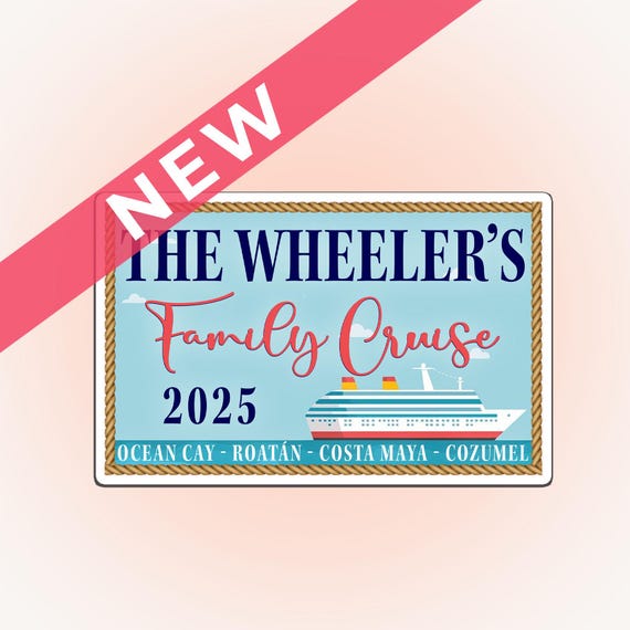 Custom Magnet Cruise Stateroom Door Sign with Rope Border