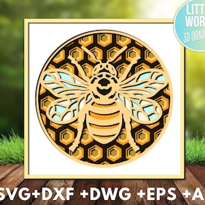 Bienen-Buntglas-Schattenbox-Svg, Cricut-Projekte, Frühlings-Schattenbox-Svg, Bienen-Schattenbox-Svg, Blumen-Schattenbox-Svg, 3D-Schicht-Svg