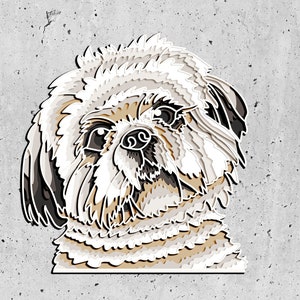 Shih Tzu 3D Layered SVG para cartulina, Pet Memorial Box, Colorido Shih Tzu 3D Layered SVG / Dog Mandala Files, Dog Pop Art