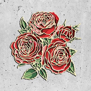 Rose 3D Layered SVG For Cardstock,Rose Memorial Box,Colorful Rose 3D Layered SVG ,Rose Mandala Files,Rose Pop Art