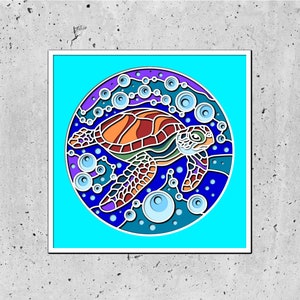 3D Turtle Mandala DXF Files - Multilayer SVG Designs for Laser Cutting and CNC Router