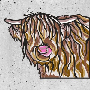 Vaca de las Tierras Altas en cartón en 3D SVG, Vaca de las Tierras Altas en papel en 3D SVG, Archivo SVG para Cricut, Vaca colorida en capas, Mandala de vaca Pop Art