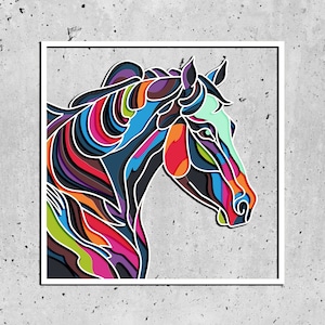 Horse layer SVG, Horse Mandala cut file, Plywood cutting, Paper cutting, SVG FILE, 3D plywood mandala, 3D layer