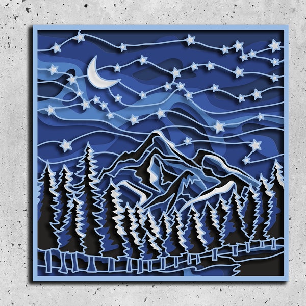 Night Shadow Box SVG, Layered Mountains SVG, 3d Mountains svg, Shadow box svg, Nature svg, Night Shadow Box SVG, Layered Mountains SVG, 3d Mountains svg, Shadow box svg, Nature svg,