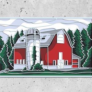 Barnhouse 3D Zentangle SVG-Dateien, Laser geschnittene Vorlagendateien, geschichtete CNC-Fräser svg, 3D-Sperrholzmandala, 3D-Schicht