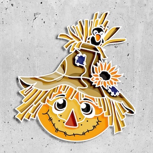 Scarecrow Decor 3d Mandala svg, Fall gelaagde bestanden voor Cricut, Pompoenen 3d Mandala svg, Mandala svg