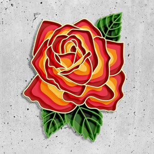 Rose 3d Mandala svg, Floral layered files for Cricut, Flower 3d Mandala svg, Mandala svg
