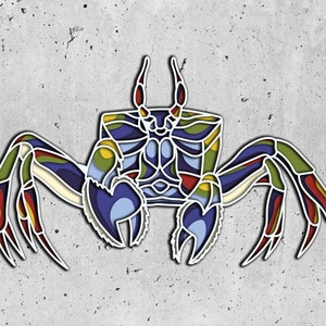 Crab 3D Mandala SVG Dateien, Laser Cut Template Files, Layered CNC Router svg, 3D Sperrholz Mandala, 3D Layer