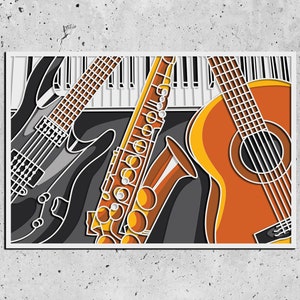 Musical instruments 3D Mandala svg,Music Mandala File, Plywood Sawing, Paper Cutting, SVG FILE, 3D Plywood Mandala, 3D Layer