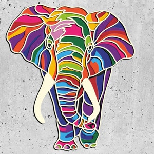 Olifant 3D-mandala SVG-bestanden, lasergesneden sjabloonbestanden, meerlaagse cnc-router svg, 3D-mandala van multiplex, 3D-laag