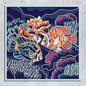 Fish 3D Layered SVG For Cardstock,Starfish 3D Papercraft,Colorful Starfish 3D Layered SVG,Ocean Mandala Wall Art, Svg For Cricut