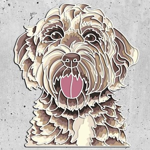Capa Goldendoodle SVG, archivo de corte Goldendoodle Mandala, corte de madera contrachapada, corte de papel, archivo SVG, mandala de madera contrachapada 3D, capa 3D