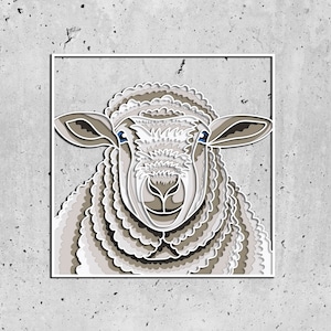 Schapen 3D gelaagde kartonnen SVG/kleurrijke schapen gelaagd/schapen Mandala popart/schapen 3D Papercraft SVG