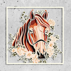 Horse Layer SVG, Horse Mandala File, Plywood Sawing, Paper Cutting, SVG FILE, 3D Plywood Mandala, 3D Layer