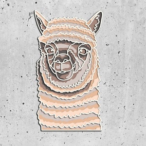 Peeping Llama 3D Layered Cardboard SVG / Animals 3D Papercraft / SVG file for Cricut / Colorful Alpaca Layered SVG / Lama Mandala Pop Art
