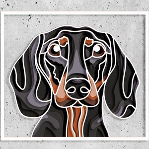 Dachshund Dog 3D mandala SVG files, laser cut template files, svg layered cnc router,3D plywood mandala, 3D layer