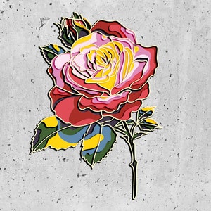 Rose 3D Layered SVG For Cardstock,Rose Memorial Box,Colorful Rose 3D Layered SVG ,Rose Mandala Files,Rose Pop Art
