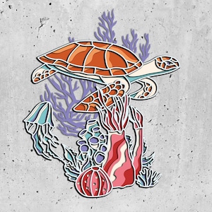 Sea Turtle 3D Shadow Box SVG / 3D Turtle Mandala / 3D Layer Laser SVG/Layered Turtle and Ocean / Turtle Lightbox / SVG File for Cricut