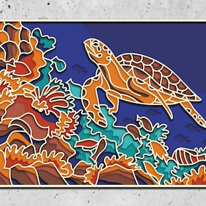 Turtle 3D Mandala SVG Files, Laser Cut Template Files, Layered CNC Router svg,3D plywood mandala, 3D layer