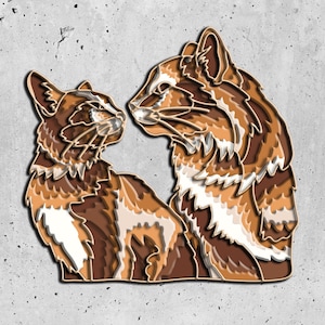 Cat svg, Love Cat 3d laser svg, layered svg files for laser or Cricut CNC router, Animal 3d svg laser files