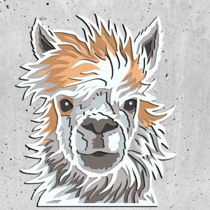 Peeking Llama 3D svg Mandala archivos, archivos de plantilla de corte láser, enrutador CNC en capas svg, mandala de madera contrachapada 3D, capa 3D