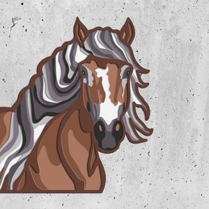Horse Layer SVG, Horse Mandala File, Plywood Sawing, Paper Cutting, SVG FILE, 3D Plywood Mandala, 3D Layer