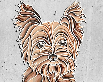 Yorkshire Terrier 3D Layered SVG for Cardstock,pet Memorial