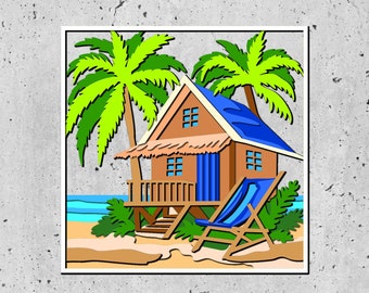 Ocean Waves Shadow Box Svg,Paper Cut for Cricut,3D SVG Shadow Box Template, DIY Beach House Wall Decor