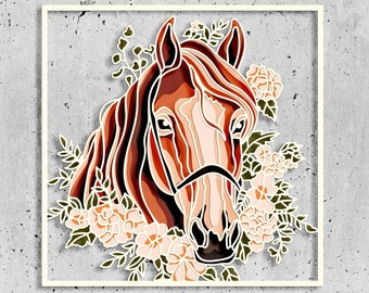 Horse Layer SVG, Horse Mandala File, Plywood Sawing, Paper Cutting, SVG FILE, 3D Plywood Mandala, 3D Layer