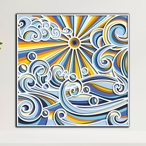 Sea Mandala svg, Sea 3d laser svg,Layered Svg files for Laser or Cricut Cnc Router,Moon night in sea 3d svg laser files