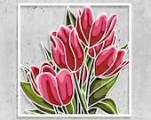 Tulip flower 3D Mandala svg file,flower file for cnc router,floral SVG files for Cricut, layered svg files for cutting mandala
