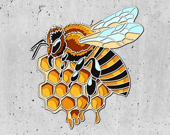 3D Bee Shadow Box SVG Layered SVG,Honey Comb 3d Svg,Papercut svg, Cricut Silhouette,Spring Shadow Box,Honey Bee 3D Svg