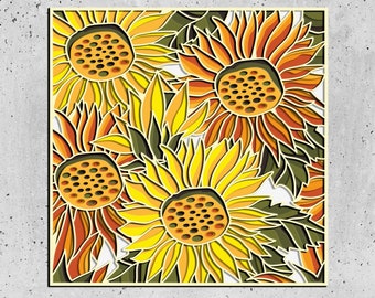 Sunflower 3D Mandala svg files, autumn decor layered panel for laser cutting, cricut Svg files, laser files sunflower mandala