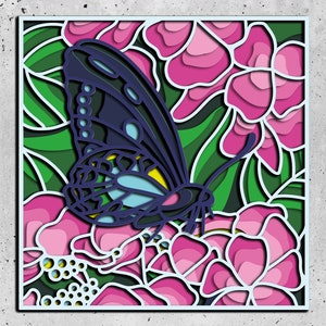 Floral Butterfly 3D Mandala svg, Layered panel for laser cutting, Layered SVG files for CNC Router Laser or Cricut