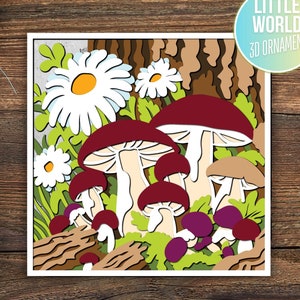 Mushroom Stained Glass shadow box svg, shadow box template, 3d Layered svg, 3d svg, Cricut Projects , Forest shadow box svg, 3d Mushroom Svg