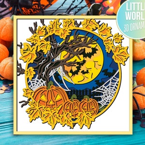 3d Spooky Halloween Forest shadow box svg,Bat svg, Scary Halloween svg, 3d Layered svg , Halloween shadow box svg, Ghost svg, Pumpkin svg,