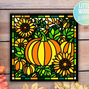 Pumpkin Stained Glass shadow box svg,Pumpkin shadow box svg, Svg files for Cricut, 3d svg , Fall shadow box svg, Sunflower shadow box svg,