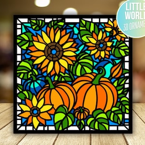 Pumpkin Stained Glass shadow box svg,Pumpkin shadow box svg, Svg files for Cricut, 3d svg , Fall shadow box svg, Sunflower shadow box svg,
