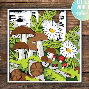 Mushroom Stained Glass shadow box svg, shadow box template, 3d Layered svg, 3d svg, Cricut Projects , Forest shadow box svg, 3d Mushroom Svg