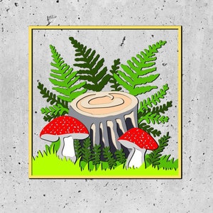 Fall 3D SVG Mushrooms Shadow Box ,Autumn Woods Layered SVG Design,Cricut Silhouette Mushroom Shadow Box