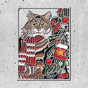 Cat svg, Love Cat 3d laser svg, archivos svg en capas para láser o enrutador CNC Cricut, animales 3d svg archivos láser