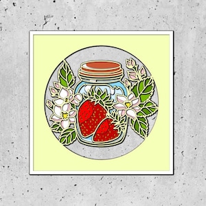 Svg 3D fraise en pot Shadow Box svg, svg 3D fleurs, été Floral couches papier découpé svg, Silhouette Cricut, printemps Shadow Box,