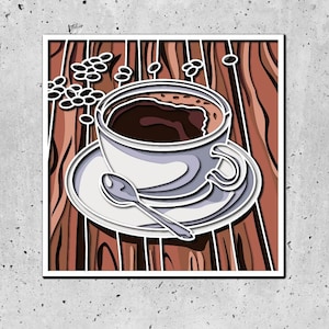 Arquivos svg Zentangle 3D de café e xícara, modelos DXF para roteador CNC, painel em camadas para corte a laser, arquivos SVG,