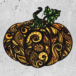 Papercut SVG Cutting Files for Cricut or CNC Router, 3d Pumpkin Cutting Files, Autum Life Decor 3D Mandala SVG Files,
